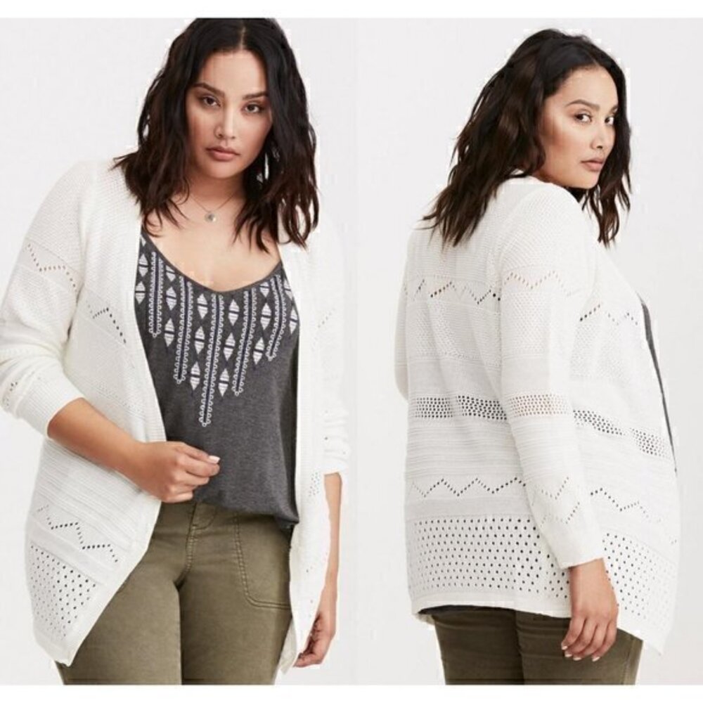 Torrid Draped Front Mixed Stitch Cardigan Plus Size 2X